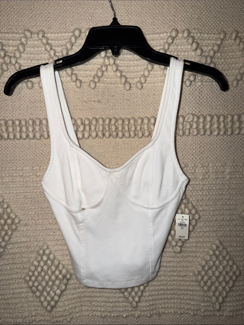 Aerie White Ribbed Bustier Tank Top